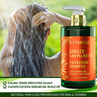 Thumbnail for Ginger & Saw Palmetto Shampoo for Thinning Hair - Scalp Energizing - 10.2 Fl Oz