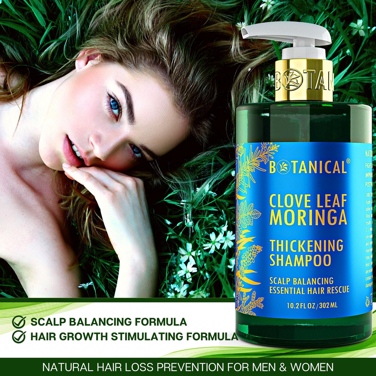 Clove Leaf & Moringa Shampoo for Thinning Hair - Scalp Balancing - 10.2 Fl Oz