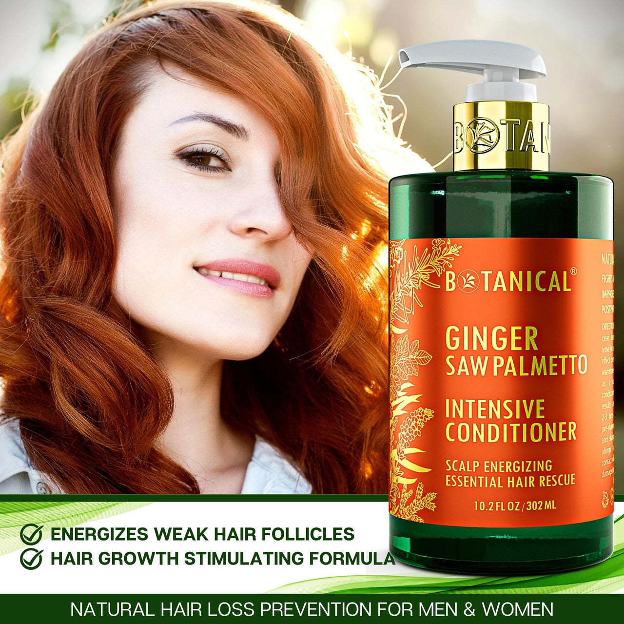 Ginger & Saw Palmetto Conditioner For Thinning Hair - Scalp Energizing - 10.2 Fl Oz