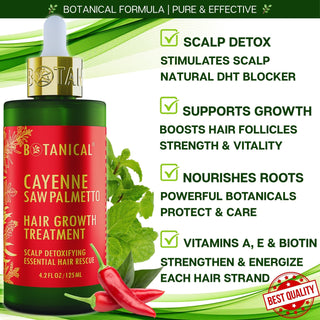 Cayenne and saw palmetto hair growth treatment head spa detox by Botanical Green Lab