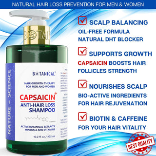 Capsaicin Anti Hairloss Shampoo for Hair Growth and Hair Thinning PreventionScalp-Stimulating & Follicle Strengthening by Botanical Green Lab
