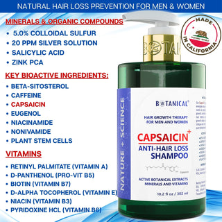 Capsaicin Anti Hairloss Shampoo for Hair Growth and Hair Thinning PreventionScalp-Stimulating & Follicle Strengthening by Botanical Green Lab