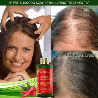 Cayenne and saw palmetto hair growth treatment before and after head spa detox by Botanical Green Lab