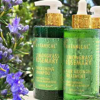 Botanical Green Lab Lemongrass Rosemary Scalp Soothing Shampoo and Conditioner for hair thinning prevention