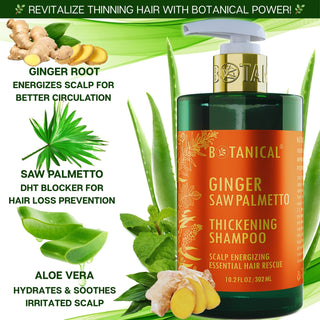 Botanical Ginger & Saw Palmetto Thickening Shampoo for hair loss and hair thinning prevention