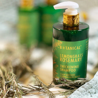 Lemongrass Rosemary Shampoo for hair thinning prevention Botanical Green Lab
