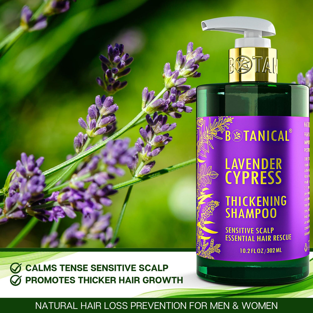 Lavender Cypress Shampoo for hair thinning prevention